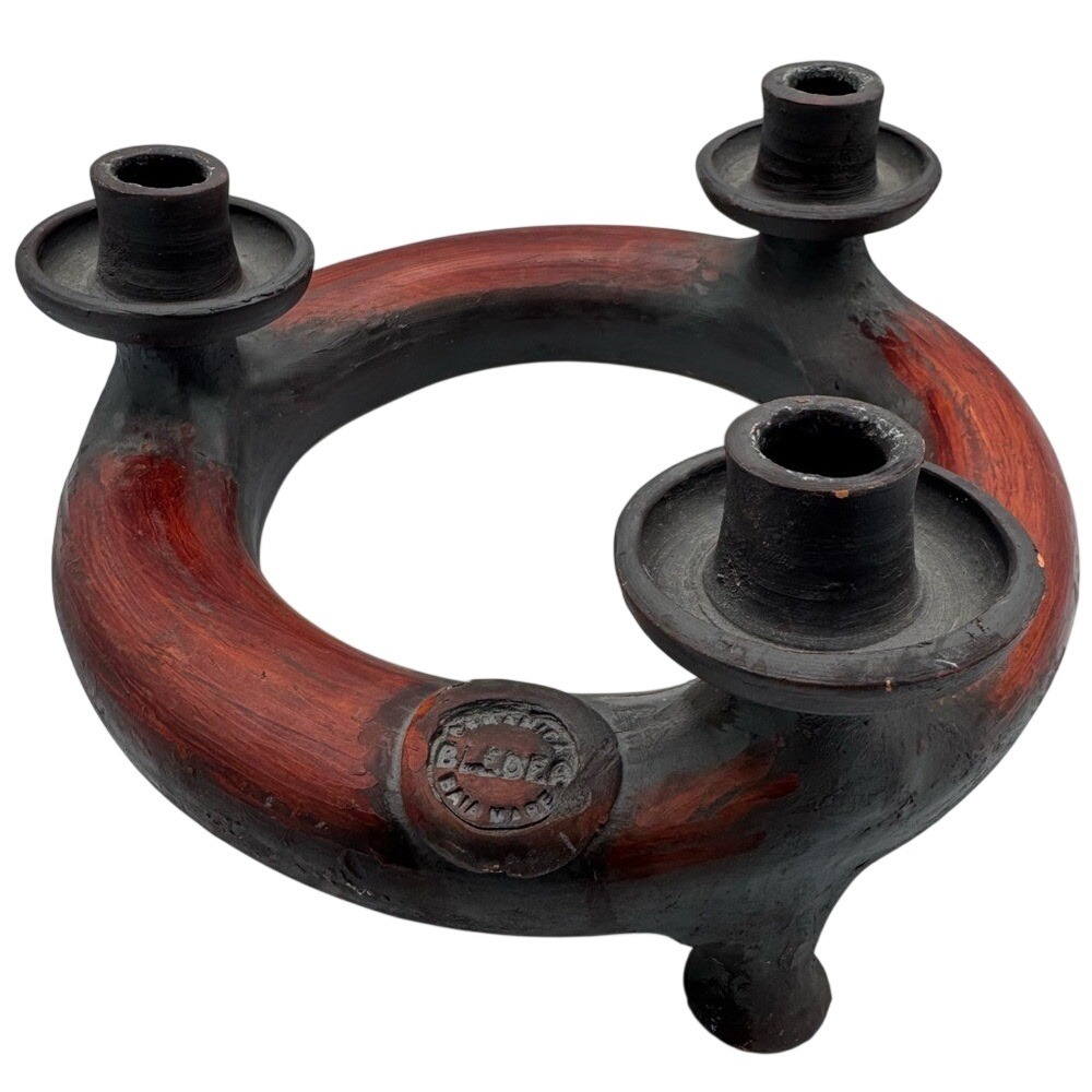 Vintage BLEDEA Baia Mare Transylvanian Pottery Ceramic Brutalist Candelabra